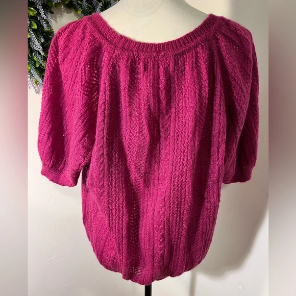 Express design studio,M, mohair wool blend open cable knit short puff sleeves - Picture 5 of 10